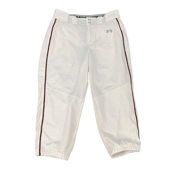Under Armour Cropped Softball Pants Womens S Small White Fitted HeatGear - Picture 1 of 14